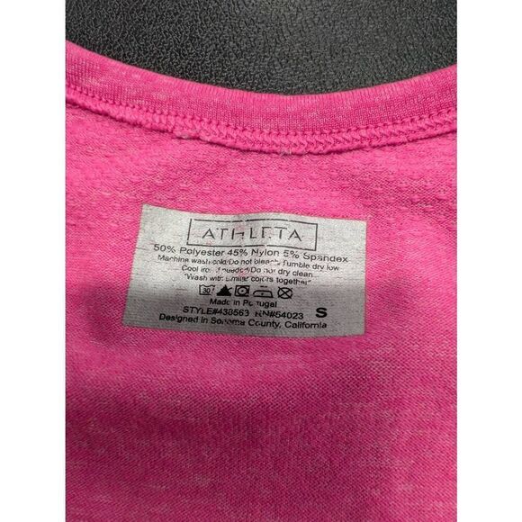 Athleta Fastest Track Tee T-shirt Ruched Athletic Workout Pink Heather Women’s S - Picture 3 of 5